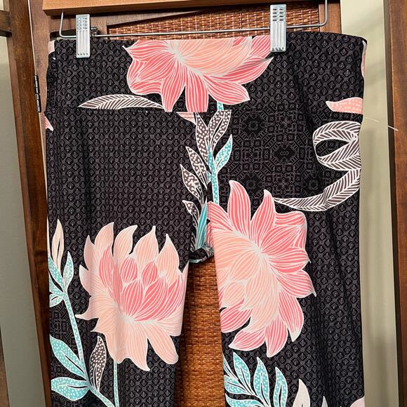 Seafolly Bali Hai Leggings Flower Print Tropical Active Size M - Picture 3 of 8
